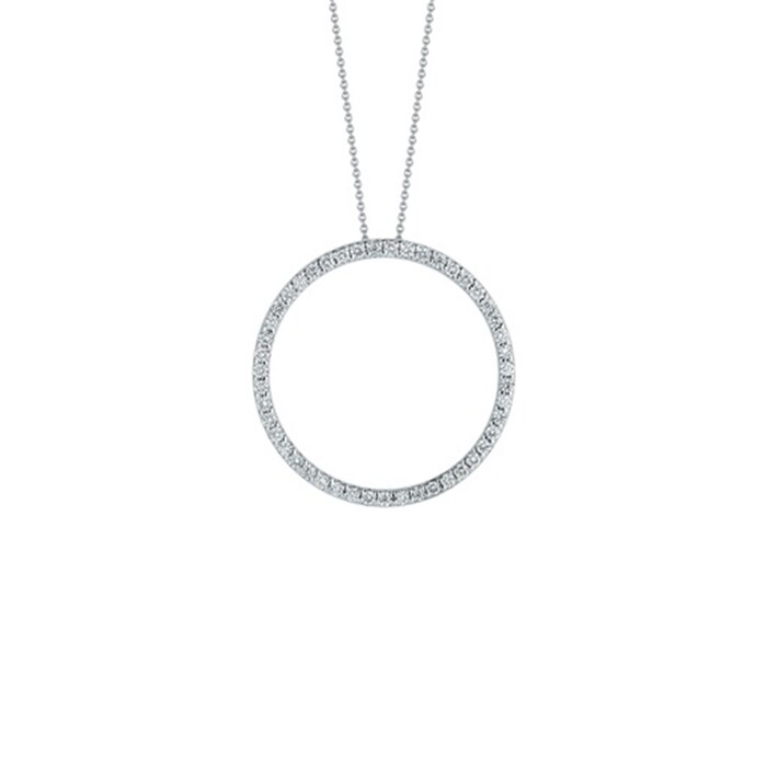 Roberto Coin 18k White Gold 1.03cttw Diamond Large Circle Pendant 18"