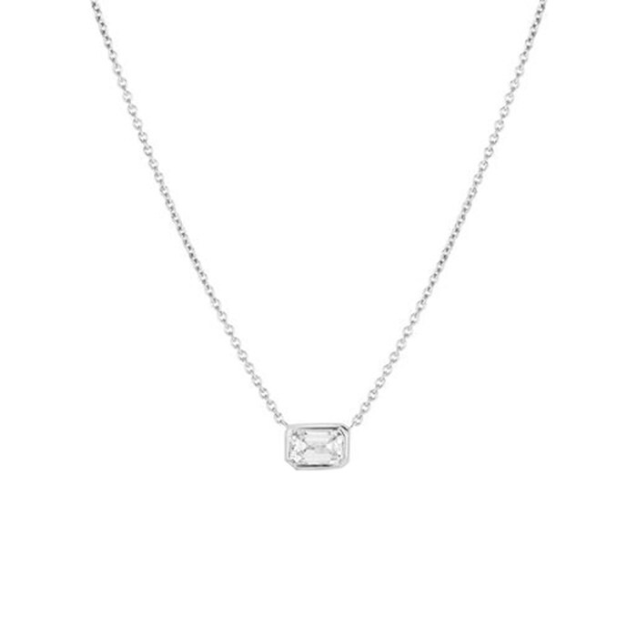 Roberto Coin 18k White Gold 0.17cttw Emerald Cut Diamond Pendant 17"