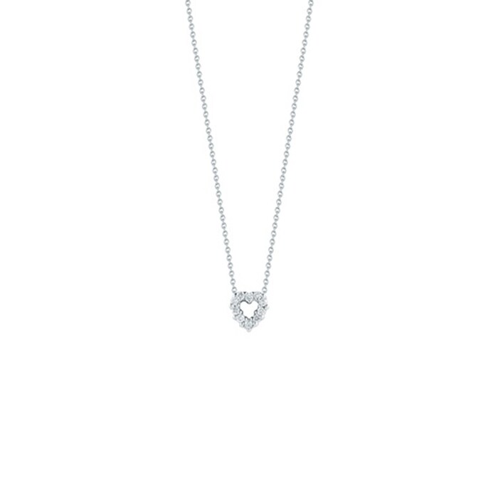 Roberto Coin 18k White Gold 0.11cttw Diamond XS Open Heart Pendant 18"