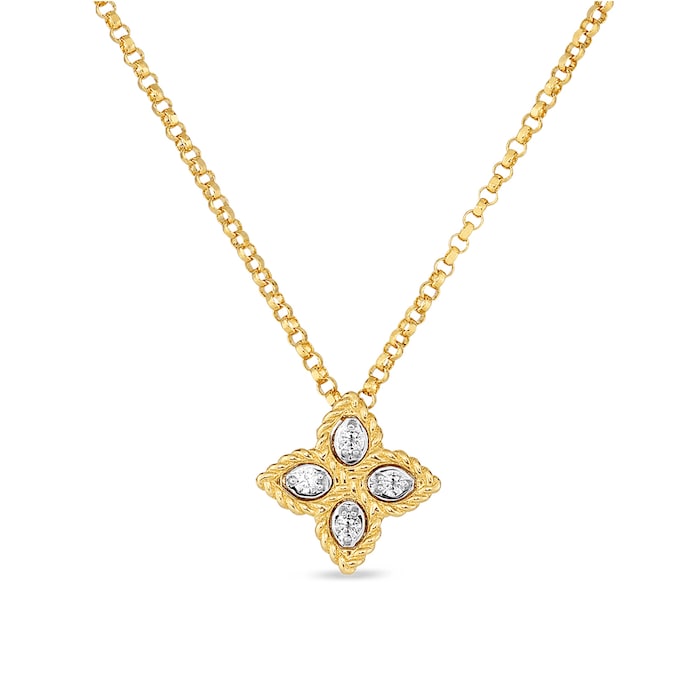Roberto Coin 18k Yellow Gold 0.04cttw Diamond Princess Small Pendant 18"