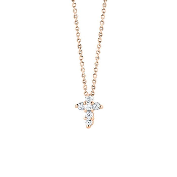 Roberto Coin 18k Rose Gold 0.11cttw Diamond Baby Cross Pendant 16-18"