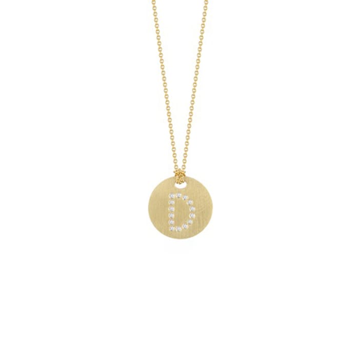 Roberto Coin 18k Yellow Gold 0.05cttw Diamond D Initial Disc Pendant