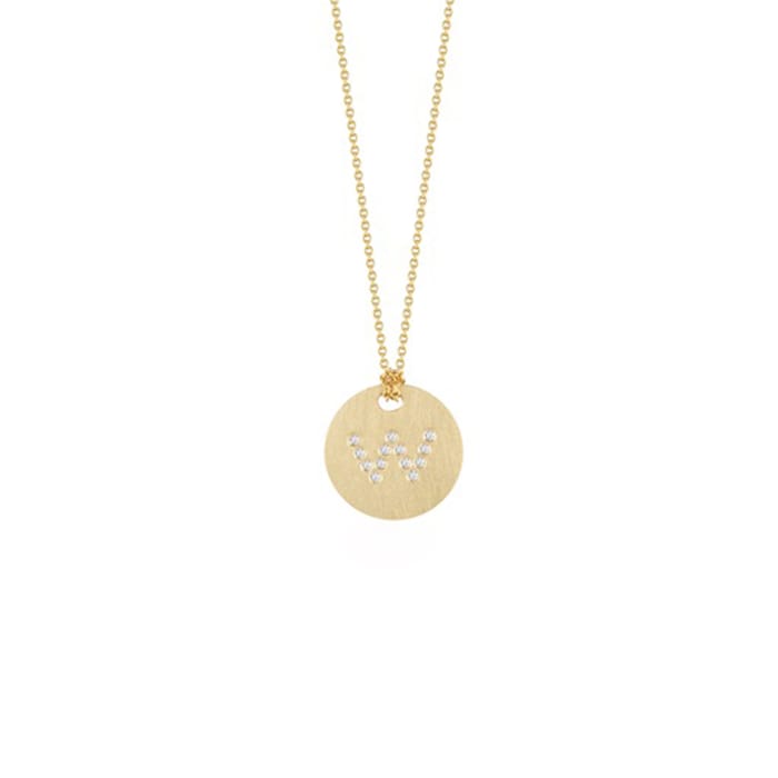 Roberto Coin 18k Yellow Gold 0.05cttw Diamond W Initial Disc Pendant