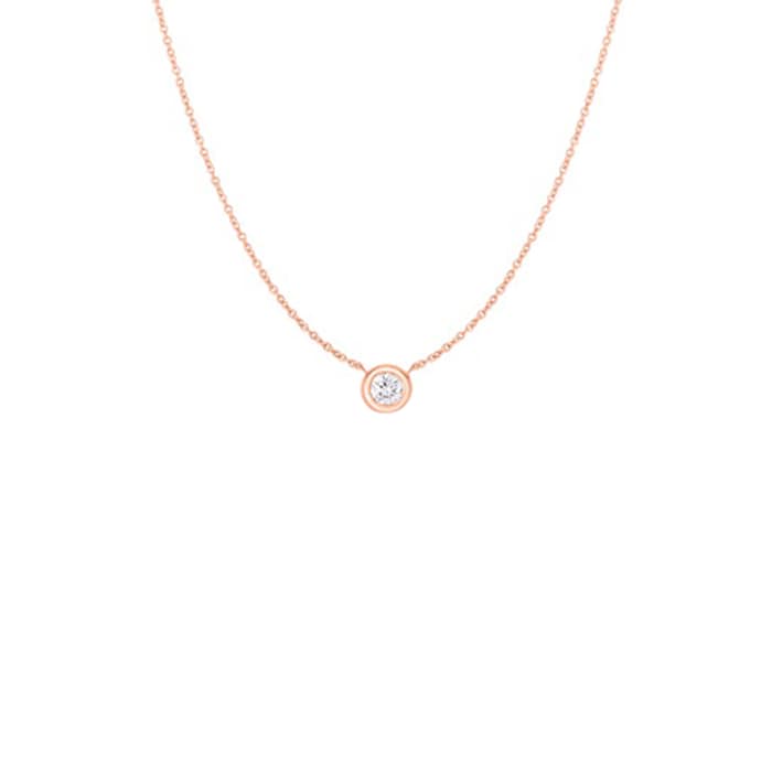 Roberto Coin 18k Rose Gold 0.38cttw Diamond Bezel Set Solitaire Pendant 18"