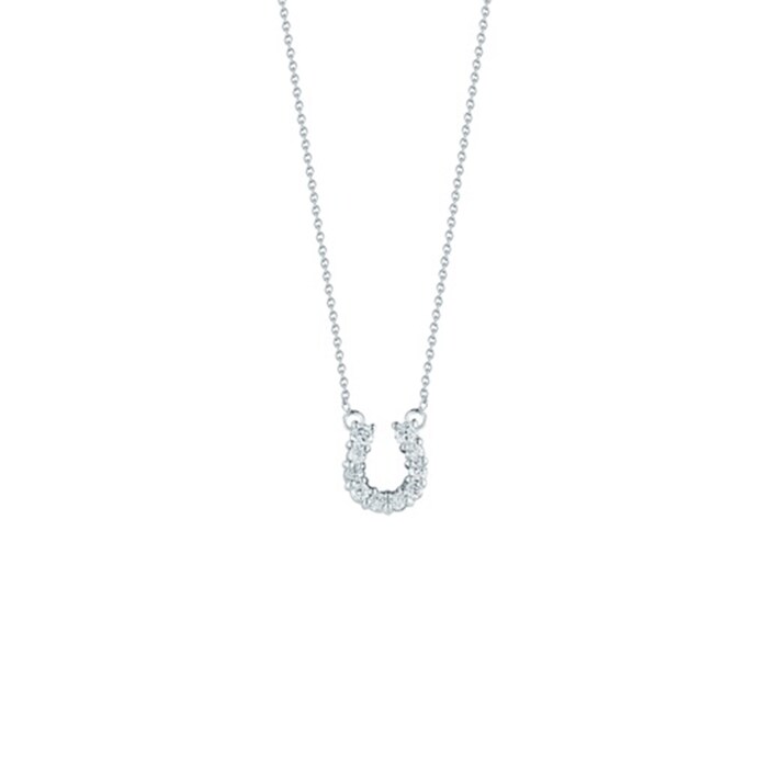 Roberto Coin 18k White Gold 0.45cttw Diamond Large Horseshoe Pendant 16-18"