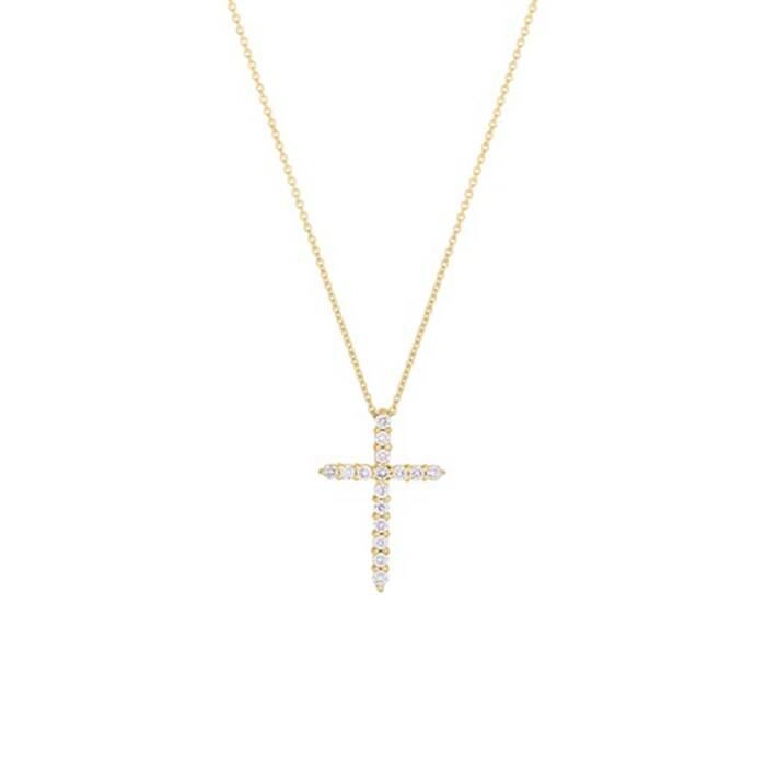 Roberto Coin 18k Yellow Gold 0.88cttw Diamond Cross Pendant 18"