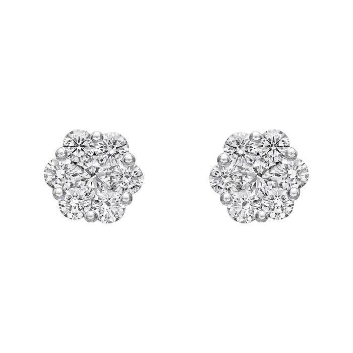 Betteridge 18k White Gold 1.66cttw Diamond Cluster Stud Earrings