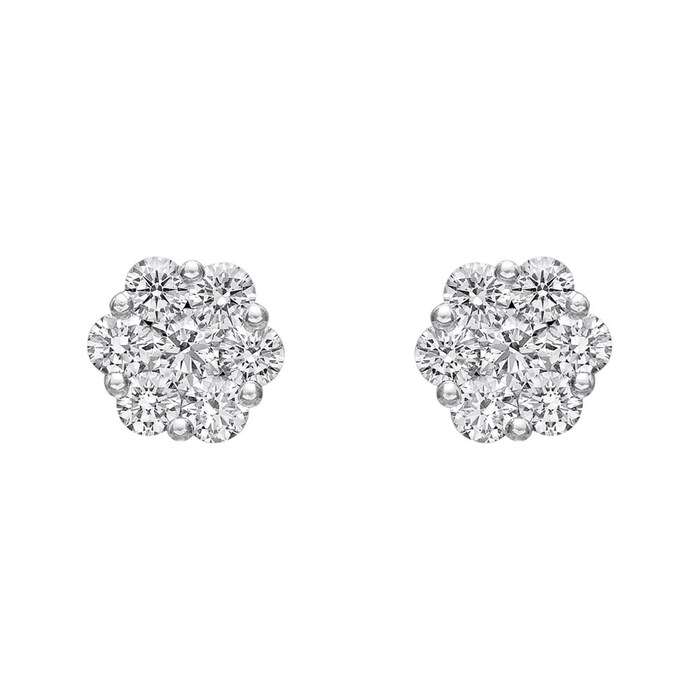 Betteridge 18k White Gold 1.66cttw Diamond Cluster Stud Earrings