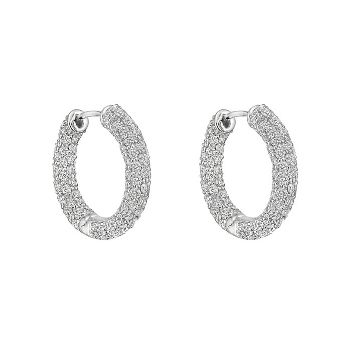 Betteridge 18k White Gold 1.65cttq Pavé Diamond Inside-Outside Hoop Earrings