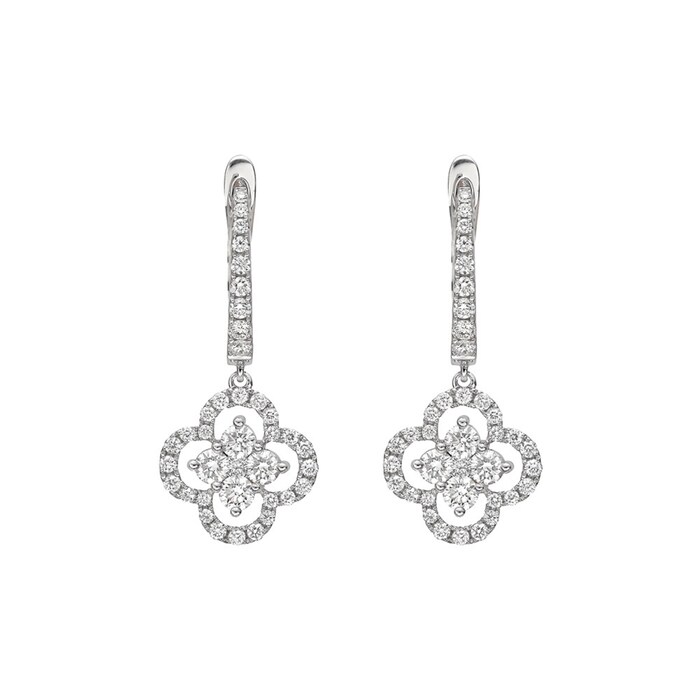 Betteridge 18k White Gold 1.15cttw Diamond Cluster Clover Drop Earrings