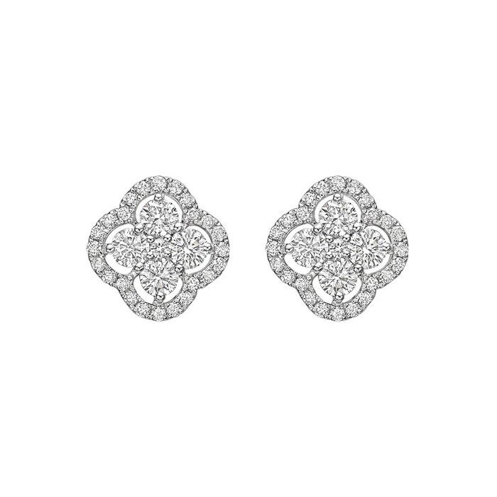 Betteridge 18k White Gold 1.10cttw Diamond Cluster Clover Stud Earrings