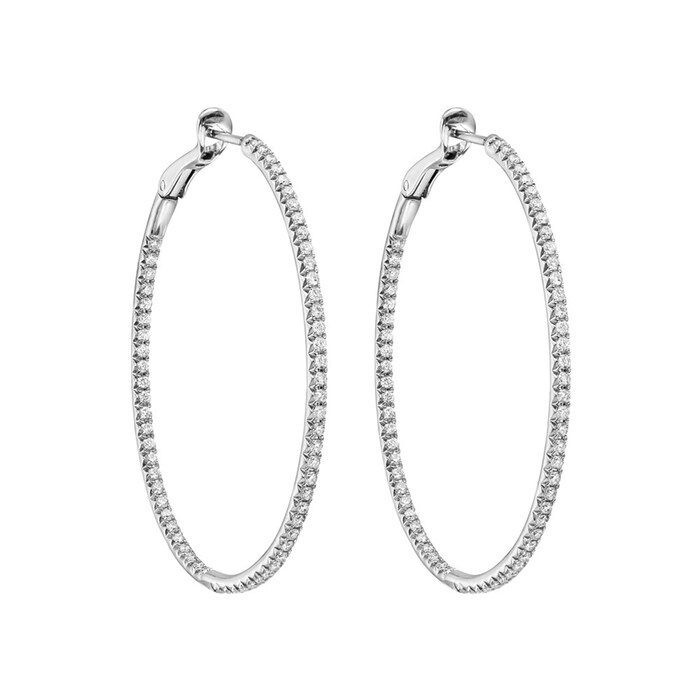 Betteridge 18k White Gold 1.00cttw Diamond Inside-Outside Hoop Earrings