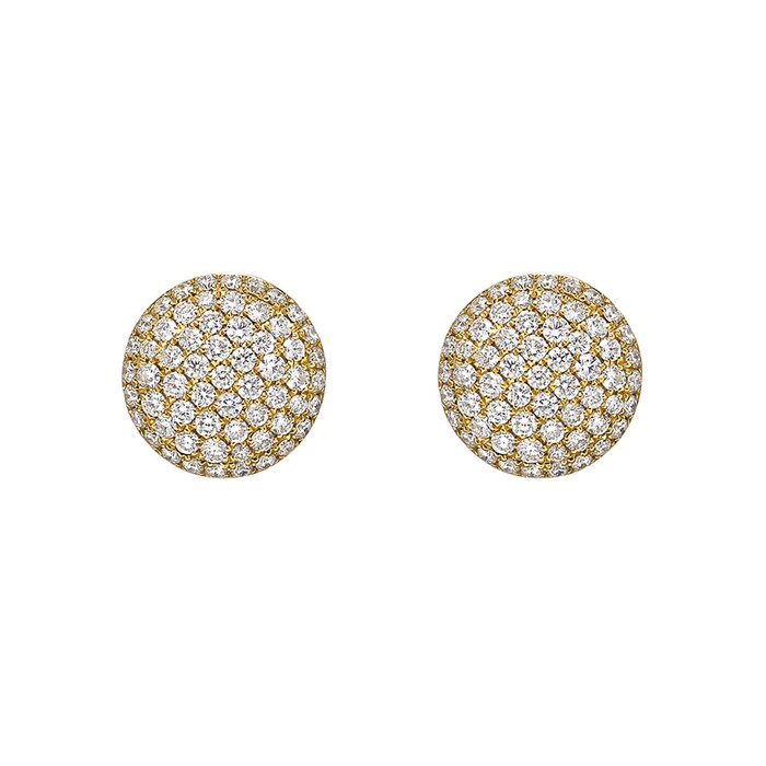 Betteridge 18k Yellow Gold 1.20cttw Pavé Diamond Domed Stud Earrings