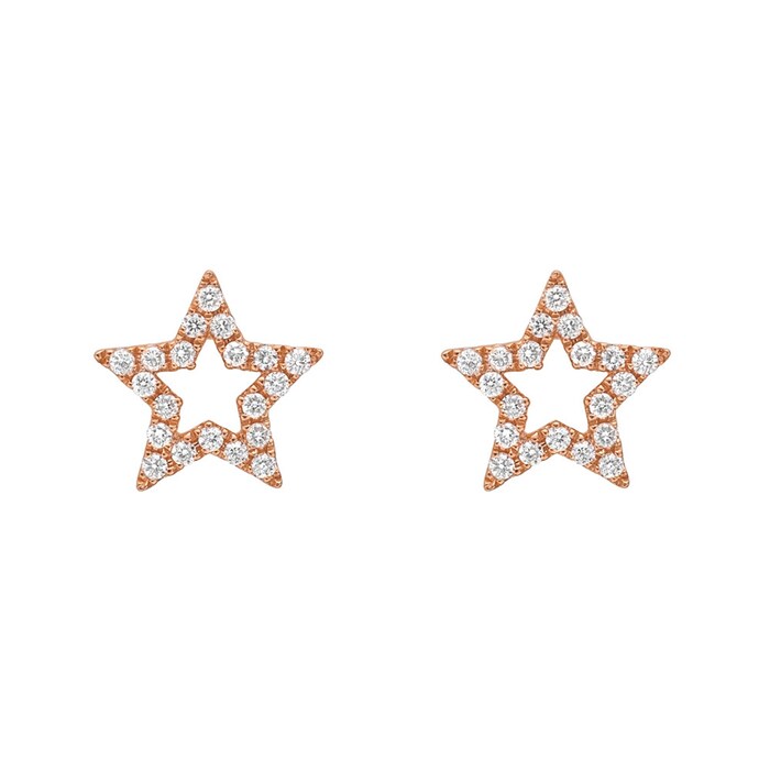 Betteridge 18k Rose Gold 0.16cttw Diamond Open Star Stud Earrings