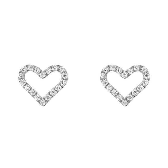 Betteridge 18k White Gold 0.15cttw Diamond Heart Stud Earrings