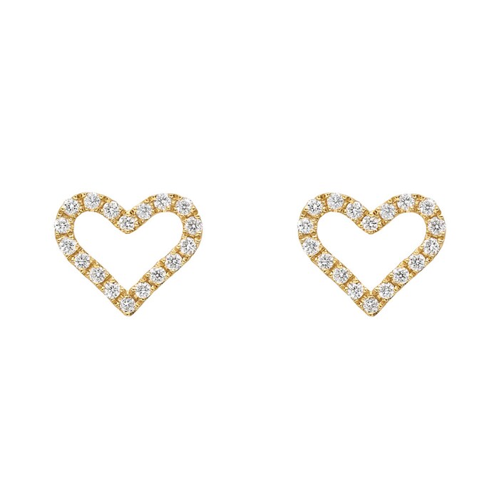 Betteridge 18k Yellow Gold 0.15cttw Diamond Heart Stud Earrings