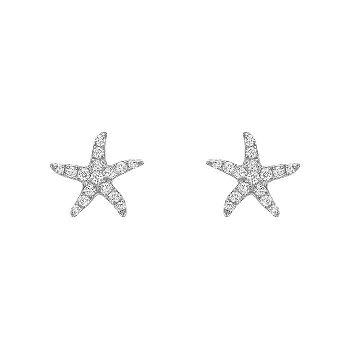 Betteridge 18k White Gold 0.12cttw Diamond Starfish Stud Earrings