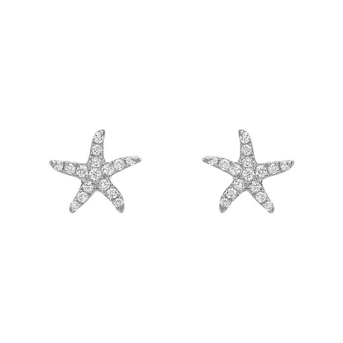 Betteridge 18k White Gold 0.12cttw Diamond Starfish Stud Earrings