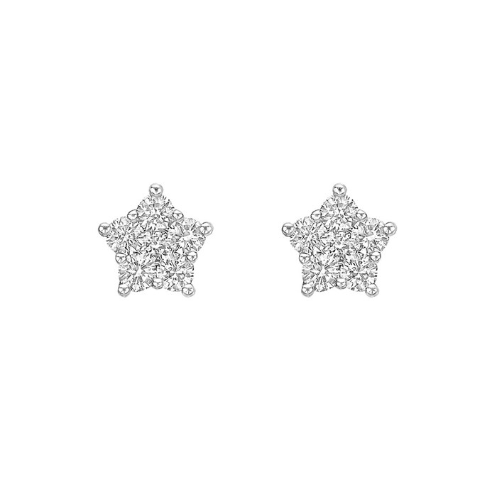 Betteridge 18k White Gold 0.34cttw Pave Diamond Mini Star Stud Earrings