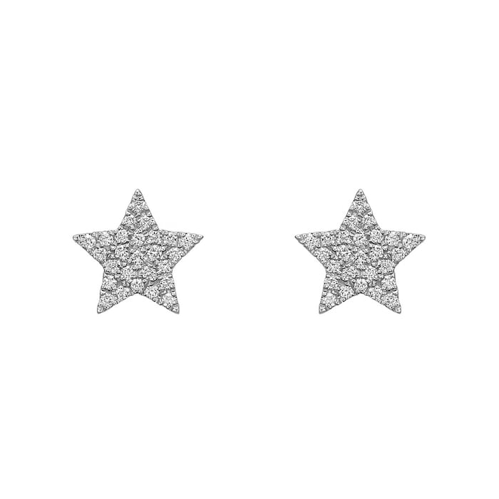 Betteridge 18k White Gold 0.20cttw Pave Diamond Star Stud Earrings