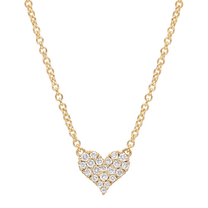 Betteridge 18k Yellow Gold 0.16cttw Pavé Diamond Small Heart Pendant