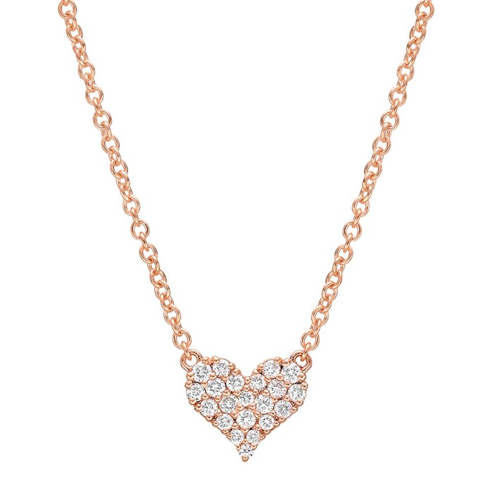 Betteridge 18k Rose Gold 0.16cttw Pavé Diamond Small Heart Pendant