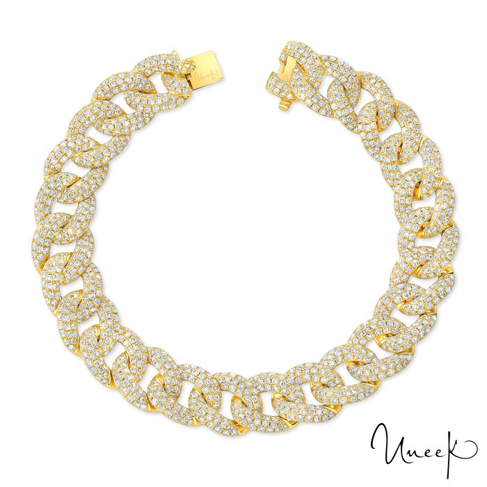 UNEEK 18k Yellow Gold 8.47cttw Diamond Curb Link Bracelet 7"