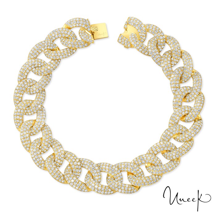 UNEEK 18k Yellow Gold 11.88cttw Diamond Curb Link Bracelet 7.5"