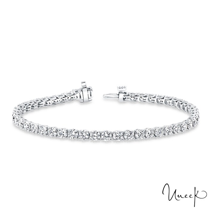 UNEEK 18k White Gold 7.39cttw Diamond 4 prong Tennis Bracelet