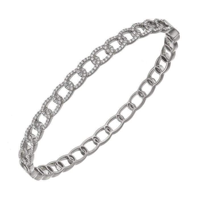 UNEEK 18k White Gold 0.72cttw Diamond Curb Link Bangle