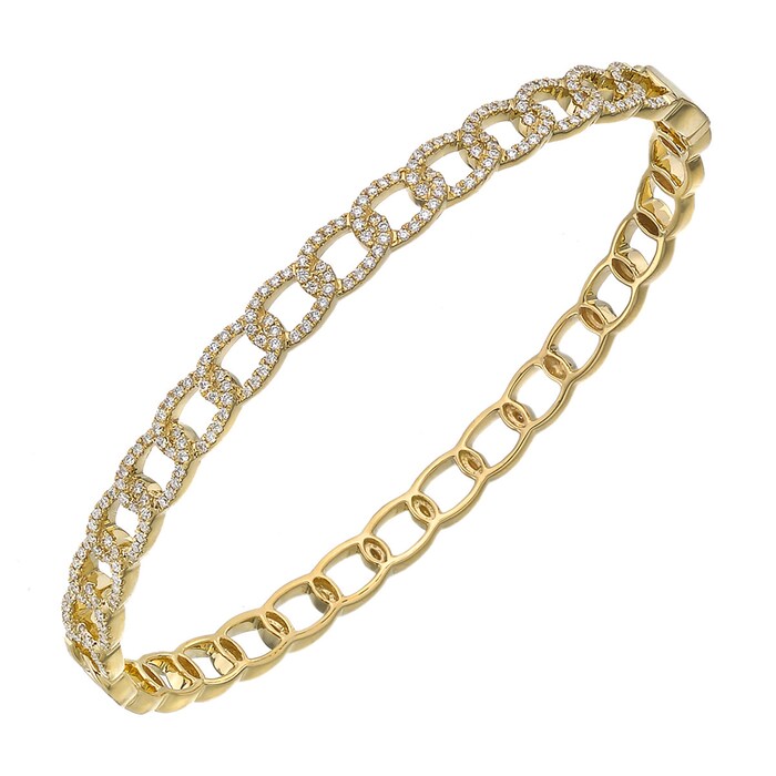 UNEEK 18k Yellow Gold 0.72cttw Diamond Curb Link Bangle