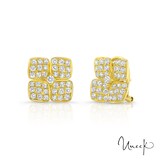 By Request 18k Yellow Gold 1.63cttw Diamond Square Flower Stud Earrings