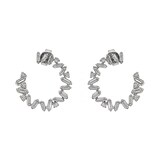 By Request 18k White Gold 0.88cttw Baguette and Round Diamond Side Hoop Earrings