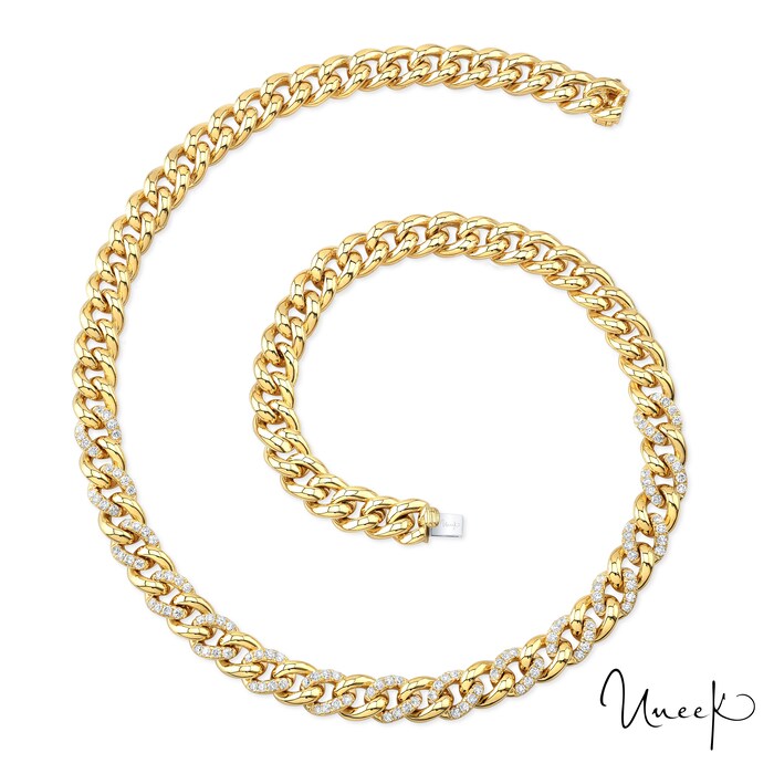 By Request 18k Yellow Gold 4.23cttw Pave Diamond Curb Link Necklace 16"