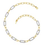 By Request 18k Yellow and White Gold 10.86cttw Pave Diamond Oval Link Necklace 17"