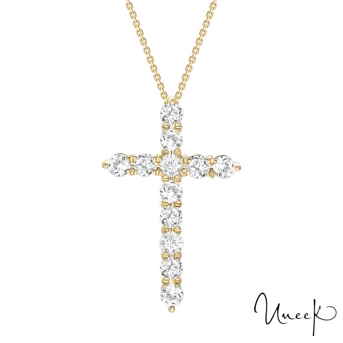 By Request 18k Yellow Gold ??cttw Diamond Cross Pendant 17"