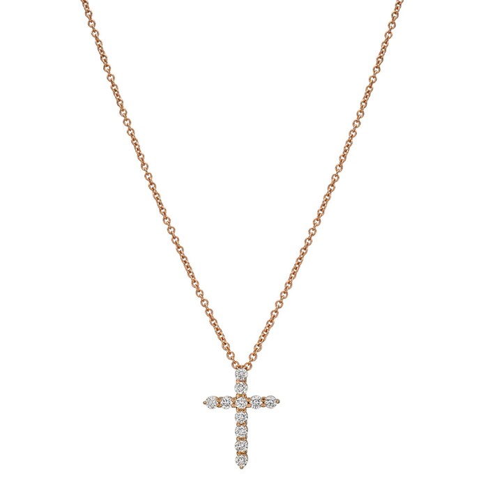 By Request 18k Rose Gold 0.25cttw Diamond Cross Pendant