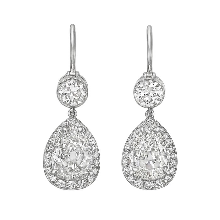 Betteridge Platinum 3.82cttw Diamond Pear-Shaped Drop Earrings
