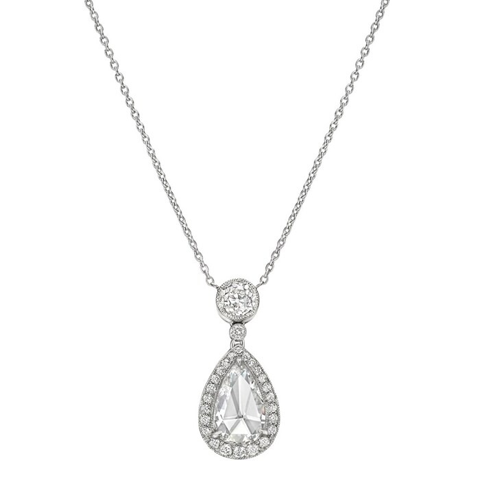 Betteridge Platinum 1.76cttw Pear-Shaped Rose-Cut Diamond Pendant