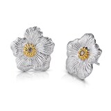 Buccellati Sterling Silver 0.16cttw Diamond Blossoms Small Flower Stud Earrings