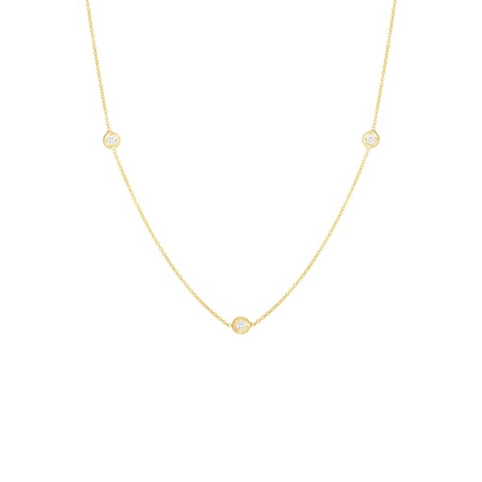 Roberto Coin 18k Yellow Gold 0.15cttw Diamond 3 Bezel Set Station Necklace 16-18"