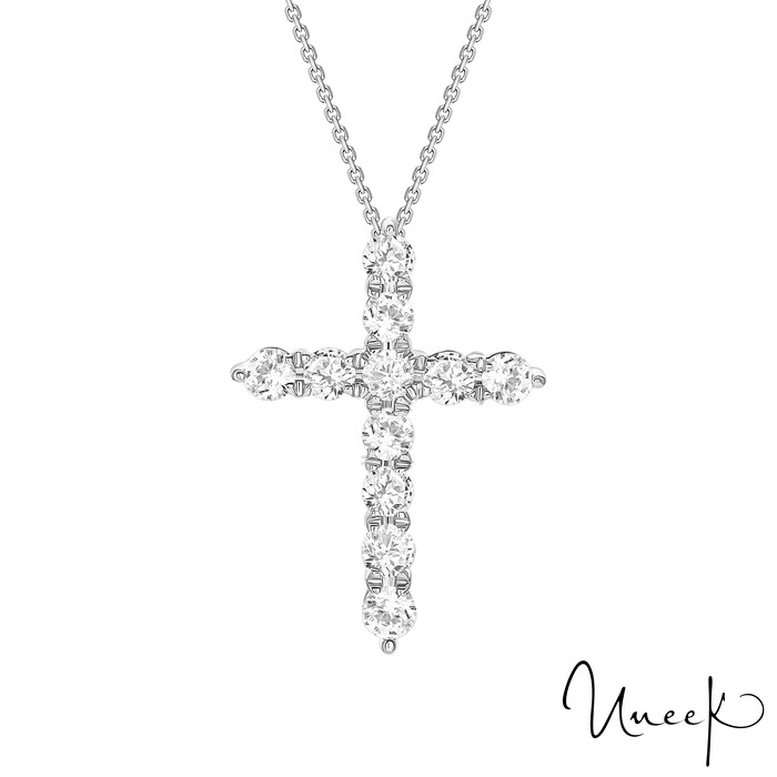 By Request 18k White Gold 0.25cttw Diamond Cross Pendant 18"