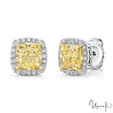 By Request 18k White Gold 2.08cttw Yellow Diamond and 0.40 Diamond Halo Earrings