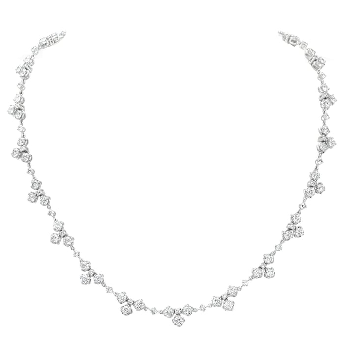 Betteridge 18k White Gold 10.84cttw Diamond Cluster Necklace 15.75"