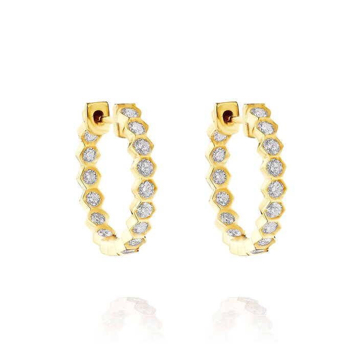 Betteridge 18k Yellow Gold 0.67cttw Diamond Hexagonal Small Hoop Earrings