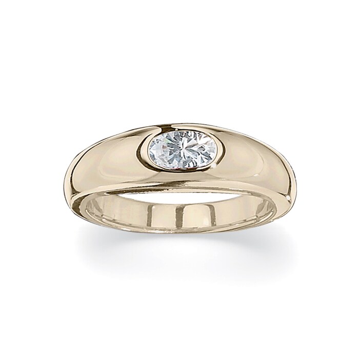 Betteridge 18k Yellow Gold 6x4mm Oval Cut Diamond Gypsy Ring Size 6