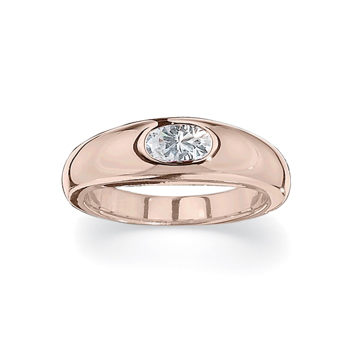 Betteridge 18k Rose Gold 6x4mm Oval Cut Diamond Gypsy Ring Size 6