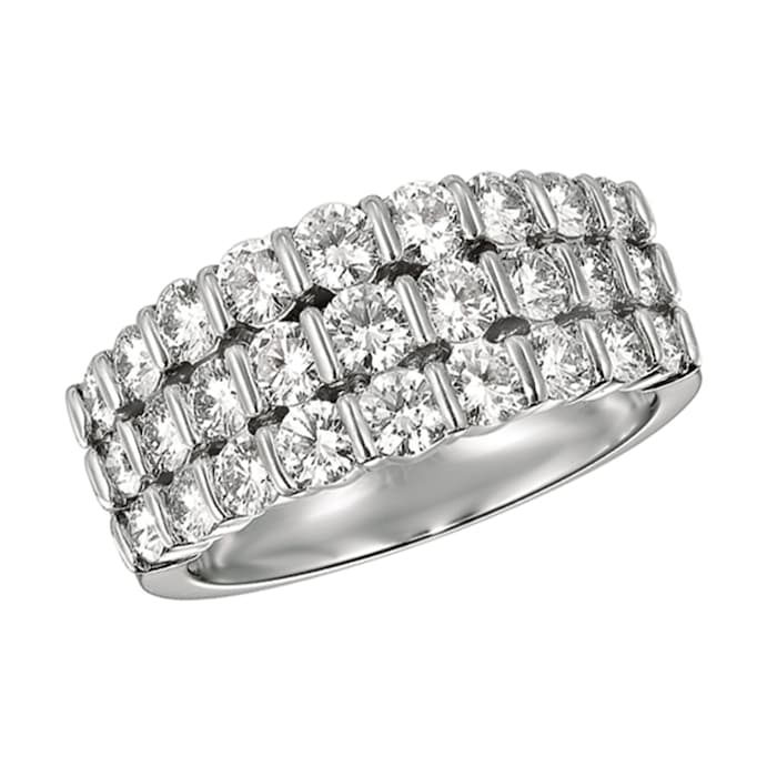 Gemveto Platinum 1.85cttw Brilliant Cut Bar Set 3 Row Eternity Band Size 6