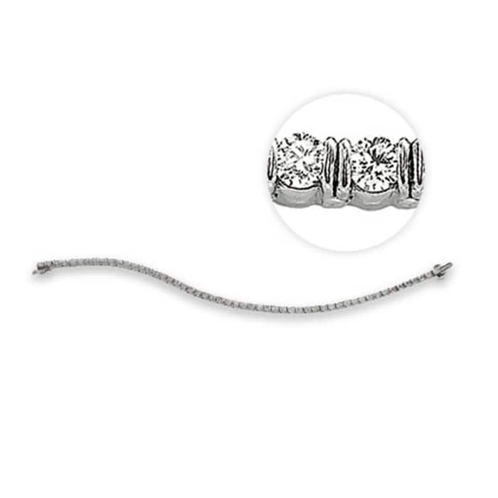 Gemveto Platinum 5.38cttw Diamond 3mm Line Bracelet