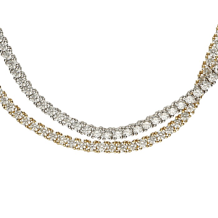 Betteridge 18k White and Yellow Gold 13.82cttw Diamond 2 Strand Twist Line Necklace 16"